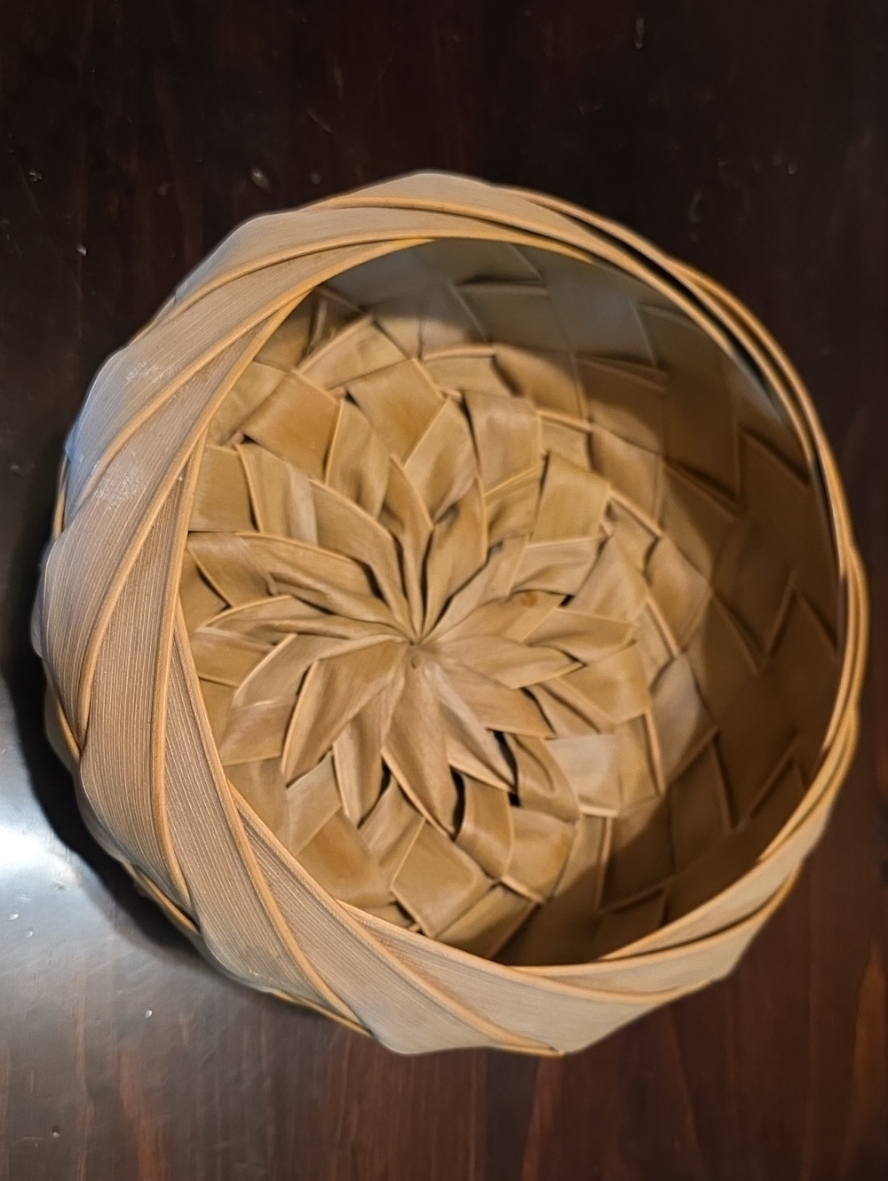 Handwoven Woven Palm Leaf Basket - Natural Tan
